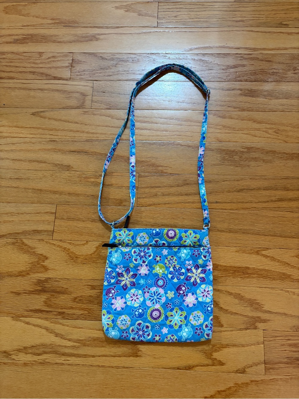Blue Floral Crossbody Bag - Compact Womens Shoulder Bag
